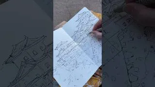 Thumbnail: Sketching Himeji Castle in Japan 🏯🌸 #japan #sketchbook #inkdrawing