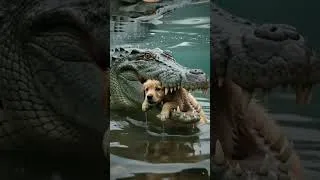 Thumbnail: A Crocodile Saved a Tiny Puppy... What Happened Next Will Melt Your Heart! 🐊🐶❤️.. #viralshorts