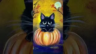 Thumbnail: Halloween Painting: Pumpkin Cat🎃 #halloween2022 #halloweenpainting #halloweenshorts