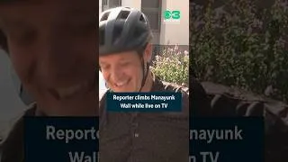 Thumbnail: Philly reporter climbs Manayunk Wall while live on TV ahead of Philadelphia Cycling Classic
