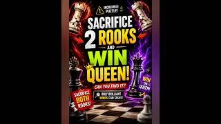 Thumbnail: 😱 2 Rook Sacrifices to Win the Queen ♜♜➡️Only 1% Can Find This!👑