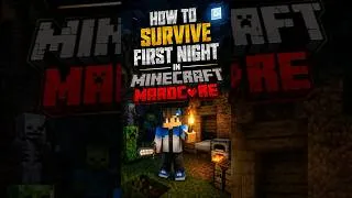Thumbnail: HOW TO SURVIVE FIRST NIGHT IN HARDCORE MINECRAFT! #shorts