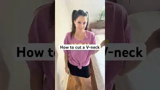 Thumbnail: How to cut a T-shirt neck into a V-neck. What’s your favourite neck line? ￼#tshirtcutting #tshirtdiy