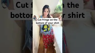 Thumbnail: Fringe at the bottom of your shirt when you’re bored of it, always works for me! #fringe #diyfashion