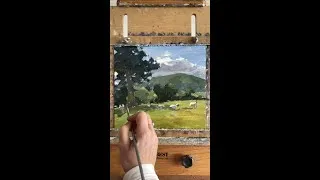 Thumbnail: Spring Greens! Landscape Oil Painting with Sheep. Satisfying Time-Lapse