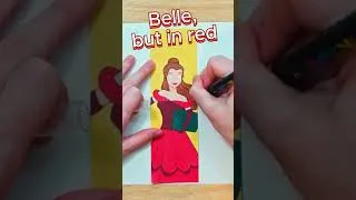 Thumbnail: Belle, but in red #diy #acrylicmarkers #disney #disneyprincess