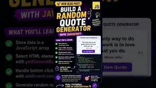 Thumbnail: Build a Random Quote Generator with JavaScript #shorts #viral #youtubeshorts