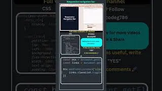 Thumbnail: Responsive Navbar 🔥 HTML CSS JS #shorts