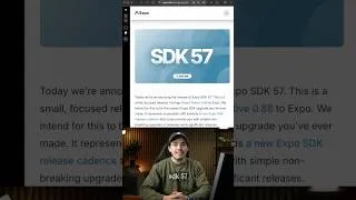 Thumbnail: Expo SDK 57 is here and how to upgrade  #reactnative #mobileappdevelopment #sdk57