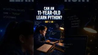 Thumbnail: Can an 11-Year-Old Learn Python? 🤯 | Day 1 #python #coding #programming