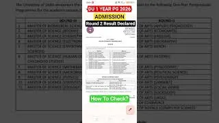 Thumbnail: DU 1 Year PG Admission 2026 Round 2 Seat Allotment Result Declared #delhiuniversity #DUPgAdmission