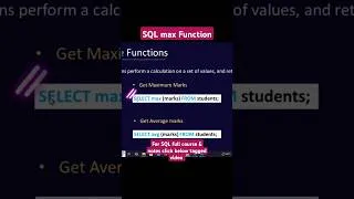 Thumbnail: SQL max function in Telugu #sql #database #shorts #ytshorts