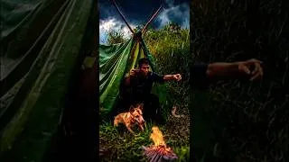 Thumbnail: Solo survival camping in heavy rain