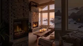 Thumbnail: Autumn Oceanfront Cabin Tour 🍁🔥 | Cozy Fall Home with Fireplace, Ocean Views & Warm Ambience #shorts