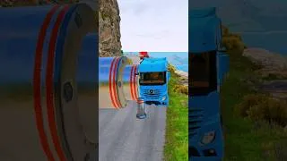 Thumbnail: Trucks & Ambulance Van vs Giant Pit Bollards Crash -BeamNG.Drive