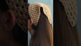 Thumbnail: Crochet Bandana Hair Scarf | Aesthetic Bandana | Granny Square Triangle Bandana