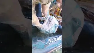Thumbnail: Blue & Purple Handmade Lacquer Bag Transformation ✨ | Satisfying Water Marbling Art #Shorts