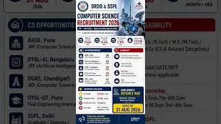 Thumbnail: 🚀 DRDO & SSPL Recruitment 2026 for CSE Students is Here! 🇮🇳🔬