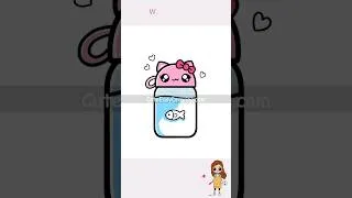 Thumbnail: How to Draw a Cute Cat Water Bottle 🩵🐟 | Easy Kawaii Drawing #shorts