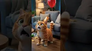 Thumbnail: Orange Cat vs Balloon 😂🐈🍊 | The Invisible Enemy | Funny Cartoon Animation #Shorts