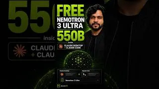 Thumbnail: Nemotron 3 Ultra 550B FREE in Claude Desktop & Claude Code! 550B AI Model Setup