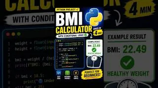 Thumbnail: Python BMI Calculator with If-Else | Beginner Project 🐍#programming #coding #datascience #code