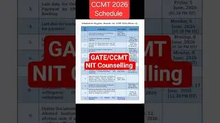 Thumbnail: CCMT 2026 | NIT Counselling Schedule #gate #gate2026 #gate #ccmt2026