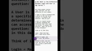 Thumbnail: Q-36 | Login vs User in SQL Server | Most Asked SQL DBA Interview Question |