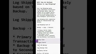 Thumbnail: Q- 35 | How Backups Behave in Log Shipping? | SQL Server DBA Interview Question |