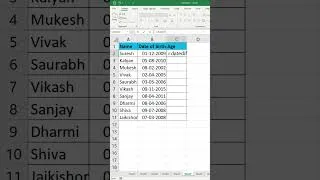 Thumbnail: Age Calculation in excel #excelformulas #newexcel #excel