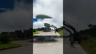 Thumbnail: Excavator braking the building of gate post #hevyvehicle #excavator #building #brakingbuilding