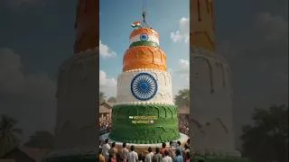 Thumbnail: 50-Foot TIRANGA CAKE! 🇮🇳🎂 #shorts #independenceday #shortsfeed #15august #satisfying