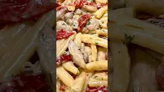Thumbnail: 10-minute Chicken Pasta with Sun-Dried Tomatoes. Quick dinner recipe #pastarecipe #shorts