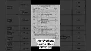 Thumbnail: Improvement Exams Datesheet ISC & ICSE #youtube #exam #icse #isc #english #boardexam #learning #yt