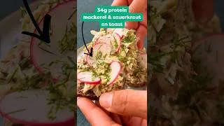 Thumbnail: 34g protein, 5 minute lunch idea, mackerel on toast #shorts #recipe #highprotein #lunch