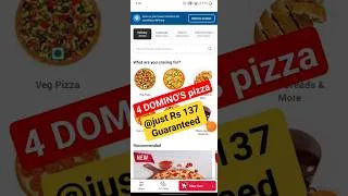 Thumbnail: Get 4 pizza @just Rs 137| Dominos pizza offers today  #shorts #ytshorts #food#pizza #dominos #coupon