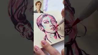 Thumbnail: Quick portrait using summer colours | daily pen sketch #dailyart #brushpen #sketchbook #drawing #art