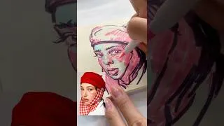 Thumbnail: Drawing a cute girl in red hat | 20min portrait sketch #brushpen #dailyart #sketchbook #portrait