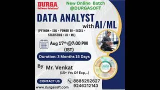Thumbnail: DATA ANALYTICS with AI/ML Online Training @ DURGASOFT #durgasoftware #datanalytics #shorts