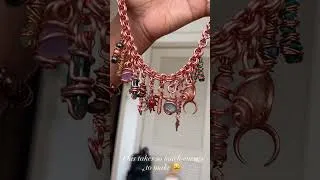 Thumbnail: Copper Charm Choker Necklace with Crystals ~ Handmade Jewelry