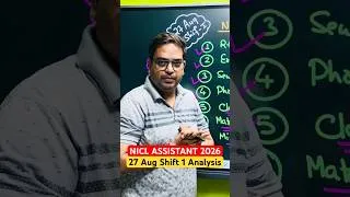 Thumbnail: NICL Assistant 2026✅27 Aug Shift 1 Analysis⁉️ #nicl #bankexam #ytshorts