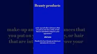 Thumbnail: beauty products meaning l meaning of beauty products l vocabulary