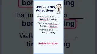 Thumbnail: ED vs ING Adjectives QUIZ  Short #englishspeaking360 #english #esl