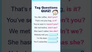 Thumbnail: TAG QUESTIONS in English  SHORT #englishspeaking360 #english #learnenglish #esl