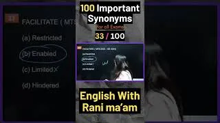 Thumbnail: 100 Important Synonyms for all exams | 33 / 100 | English With Rani ma'am