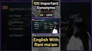 Thumbnail: 100 Important Synonyms for all exams | 32 / 100 | English With Rani ma'am