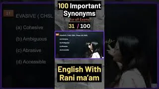 Thumbnail: 100 Important Synonyms for all exams | 31 / 100 | English With Rani ma'am
