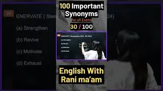 Thumbnail: 100 Important Synonyms for all exams | 30 / 100 | English With Rani ma'am
