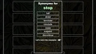 Thumbnail: 7 ACADEMIC Synonyms for "stop" #vocabulary #academic #advancedvocabulary #english