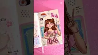 Thumbnail: sushi inspired sketchbook page! 🍣🩷 #drawing #sketch #sketchbook #ohuhumarkers